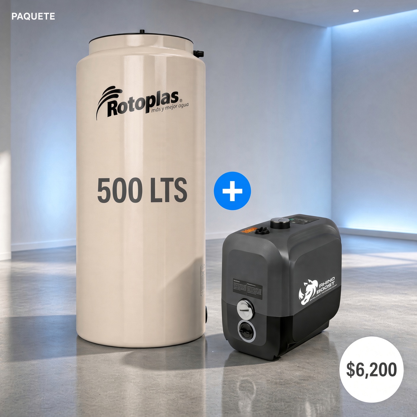 Paquete Rotoplas 500 L + Rhino Boost